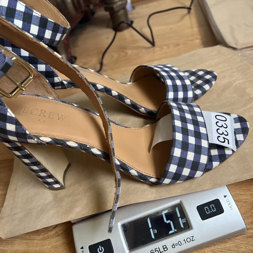 J Crew Gingham High Heel Shoes Womens Size 9 Wedding 4